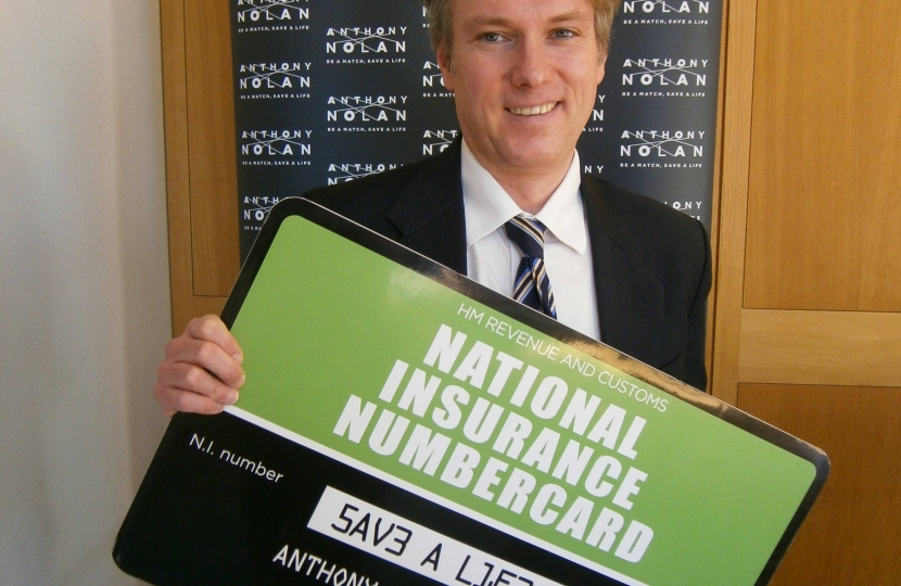 Henry Smith MP supporting Anthony Nolan campaign to find more young lifesavers