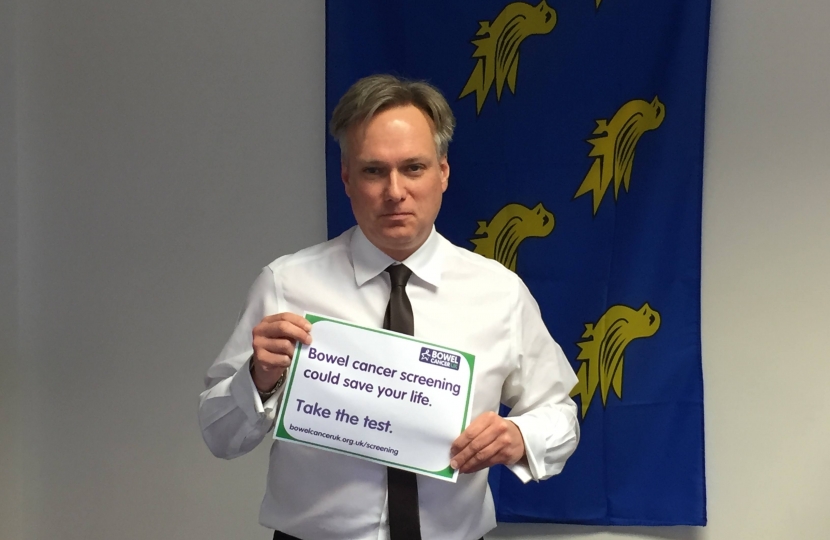 Crawley MP backs increased screening during Bowel Cancer Awareness Month