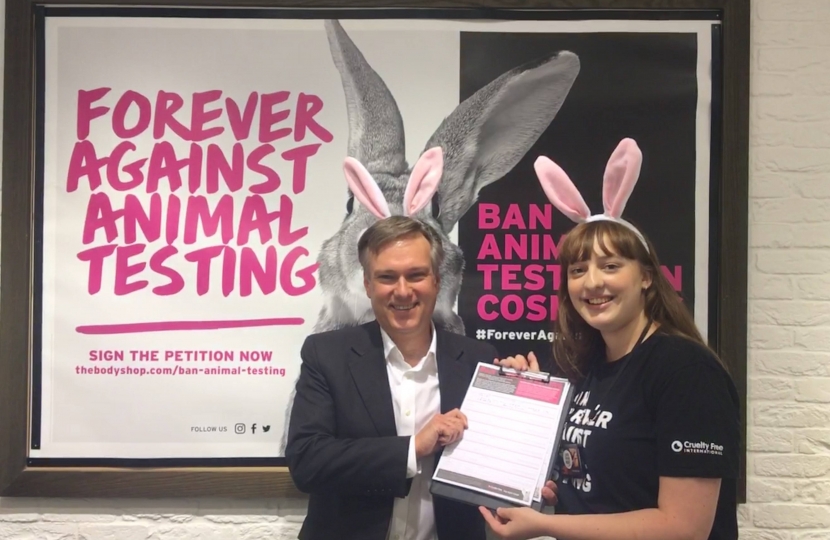 Henry Smith MP backing Crawley Forever Against Animal Testing Body Shop campaign