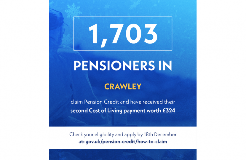 Henry Smith MP welcomes Government's new campaign to boost take up of pension credit in Crawley