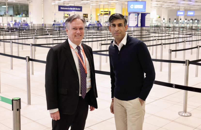 Henry Smith MP welcomes Prime Minister to Gatwick Airport to meet Border Force officers and highlight importance of aviation to economic growth