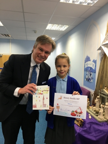 Crawley MP congratulates Christmas card contest champion