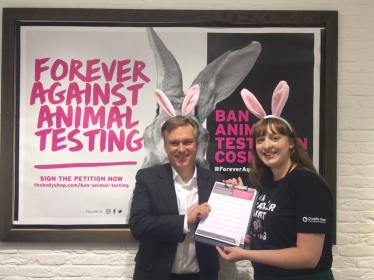 Henry Smith MP backing Crawley Forever Against Animal Testing Body Shop campaign