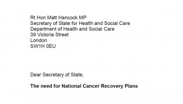 Joint Cancer APPG letter to Health & Social Care Secretary on the need for National Cancer Recovery Plans